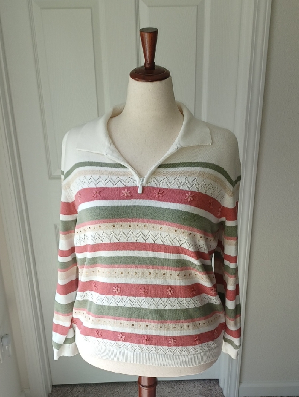 Alfred Dunner  Cream Pullover Knit & Sequined Longsleeve Sweater Sz 1X
